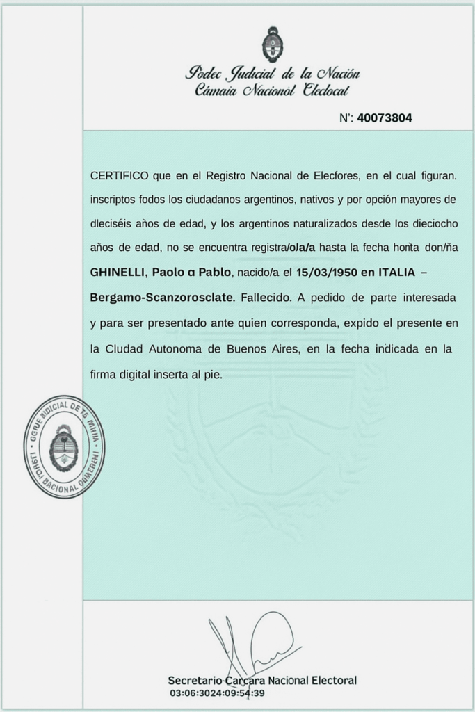 CERTIFICADO DE NO NATURALIZACIÓN PARA LA CIUDADANÍA ITALIANA 