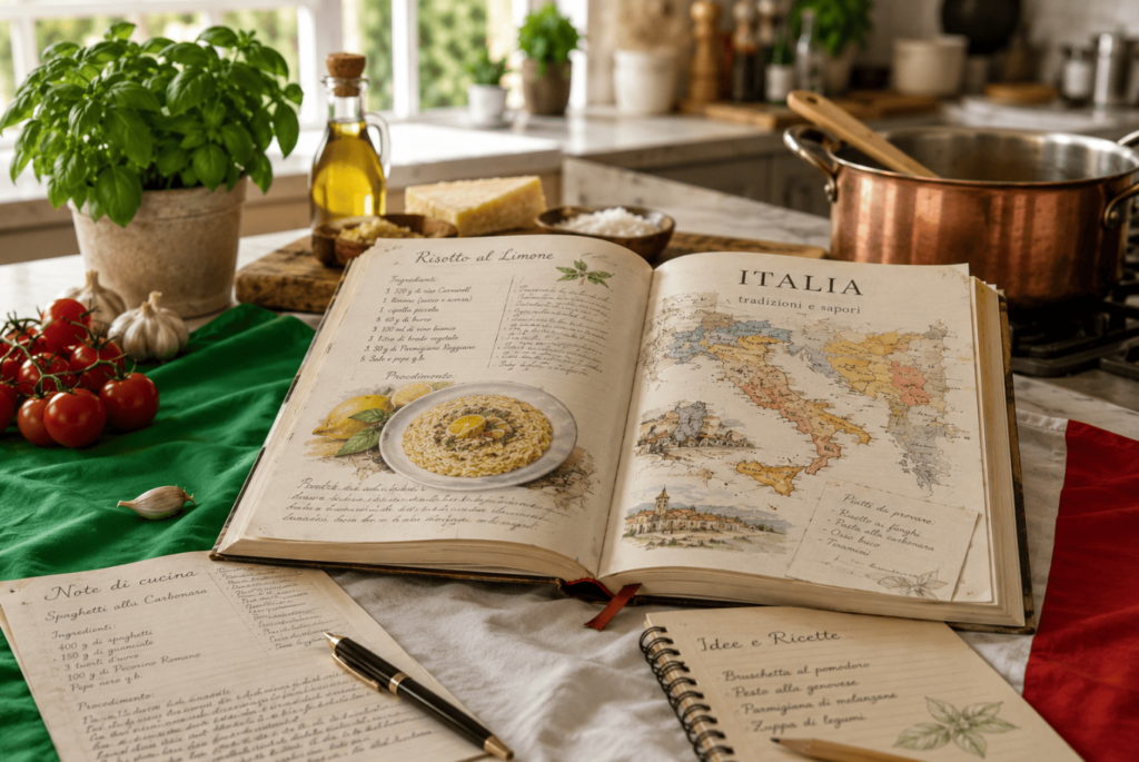 Recetas manuscritas y cuadernos