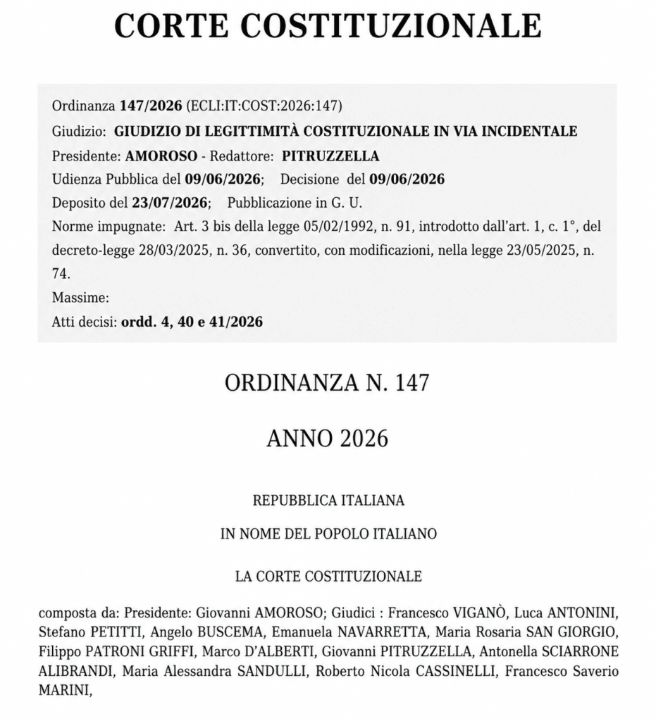 sentencia 147 2025 bisnietos ciudadania italiana