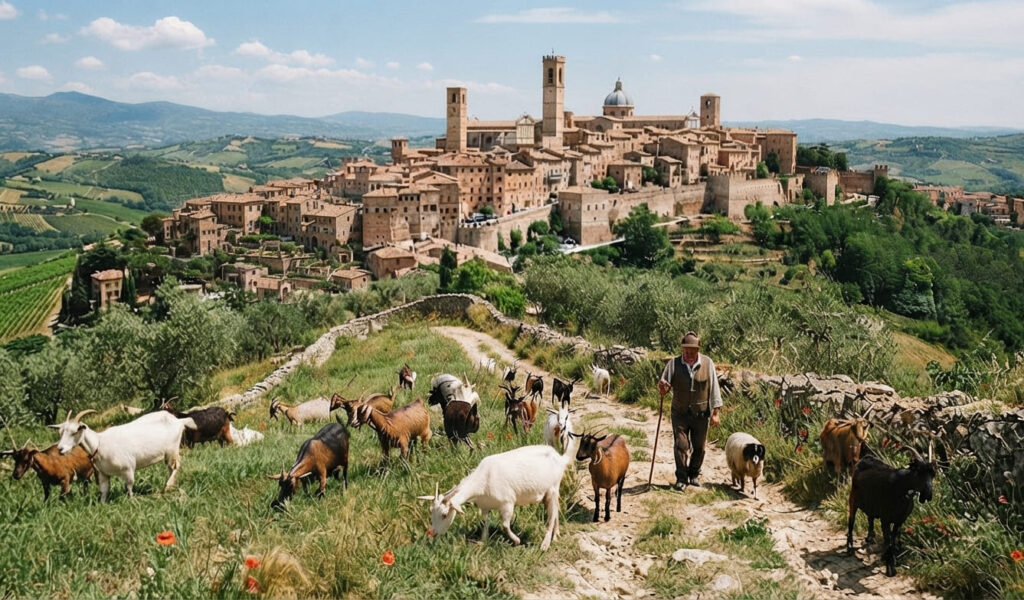 MANDARON 55 CARTAS A UNA COMUNA ITALIANA EN UN PUEBLO MEDIEVAL CON CABRAS