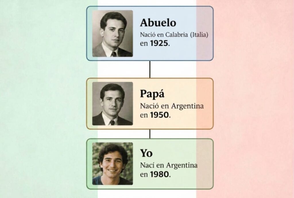 Abuelo italiano naturalizado después del nacimiento del hijo: qué fecha mira la letra c)