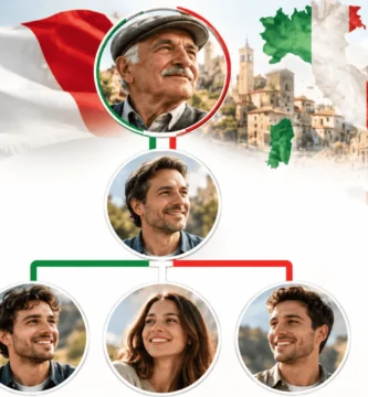 Ciudadanía italiana para mis hijos mayores: el abuelo italiano, su hijo y tres nietos adultos