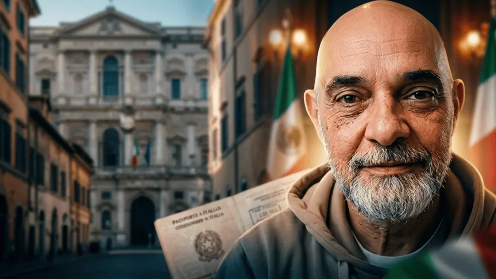 Jorge, de 60 años, con el documento de su ciudadanía italiana reconocida por el Tribunale Ordinario di Catanzaro