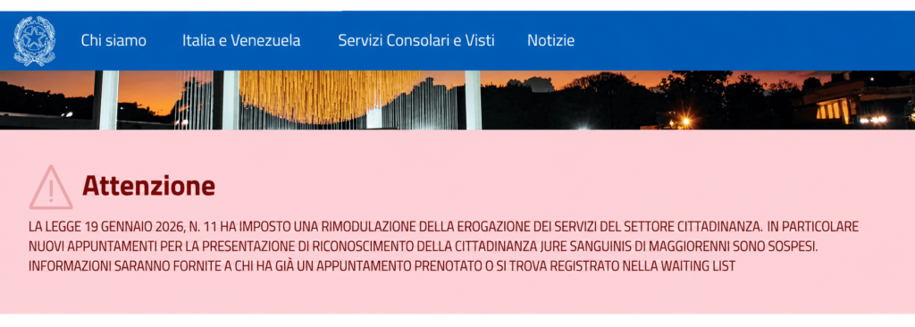 Fuente oficial: Consulado General de Italia en Caracas —